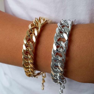 Chunky Chain Bracelet, Big Chain Bracelet, Punk Statement Bracelet, Gold, Silver Bracelet, Big Thick Chain Bracelet, Minimalist Bracelet