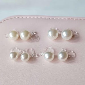 Pearl Invisible Clip On Earrings, Pearl Transparent Clip On Ear Studs, Bridal Earrings, Wedding Pearl Earrings, Non Pierced Pearl Earrings