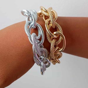Chunky Chain Bracelet, Large Oval Link Chain Bracelet, Oversized Statement Bracelet, Gold, Silver Bracelet, Big Thick Curb Chain Bracelet