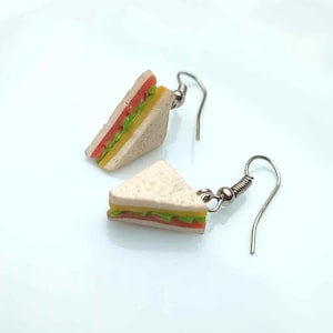 Sandwich Earrings, Ham and Cheese Earrings, Miniature Food Earrings, Snack Earrings, Food Jewelry, Polymer Clay Earrings, Cute Earrings Gift