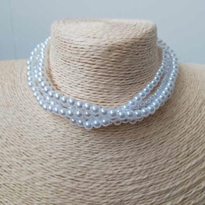 Parelchoker met meerdere strengen, 4 gelaagde parelchoker, meerlagige parelchoker, parelchoker met 4 rijen, bruidsparelchoker, bruiloftketting, cadeau
