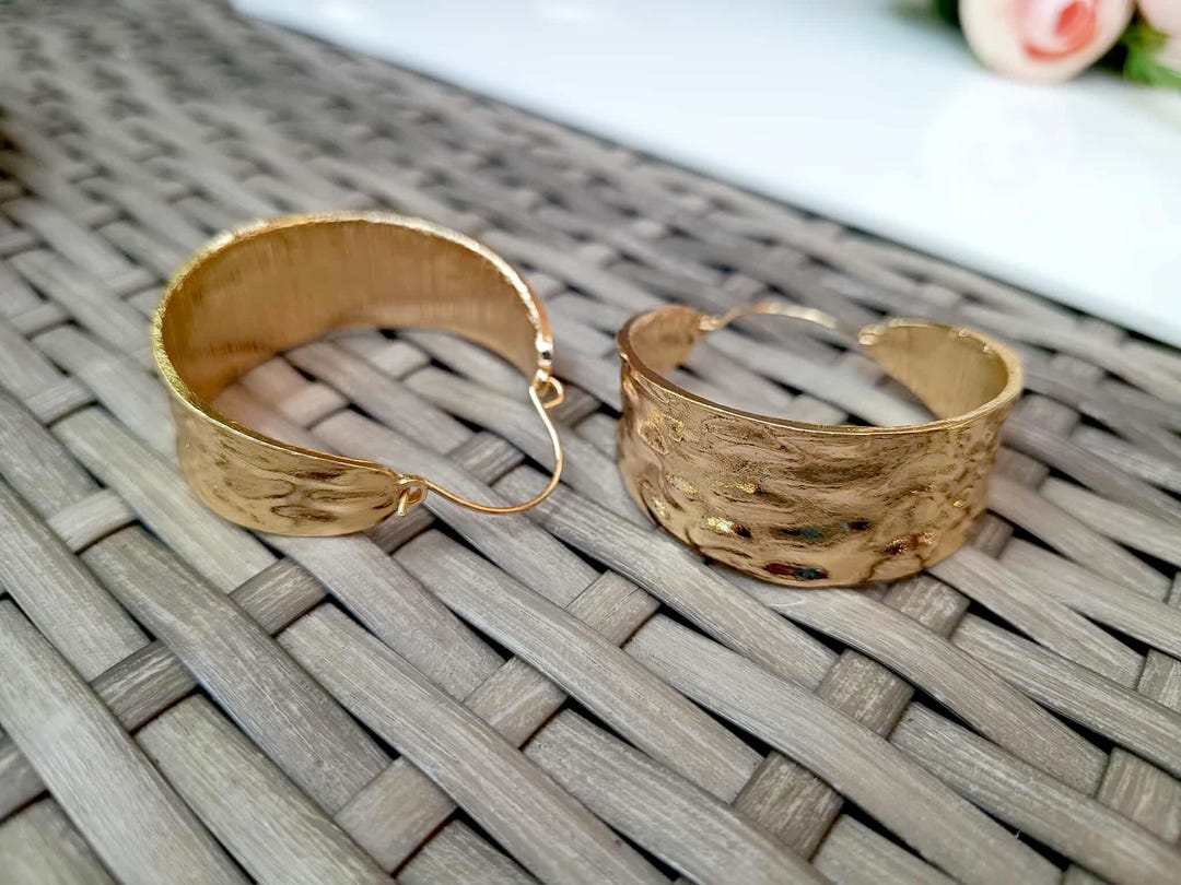 Large Gold Hoop Earrings - 18K Solid Gold 40mm
