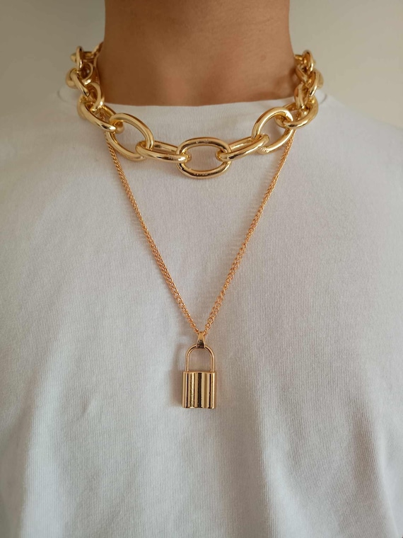 Gold Necklace Big Padlock Necklace Chain Necklace With A Lock Hotsell