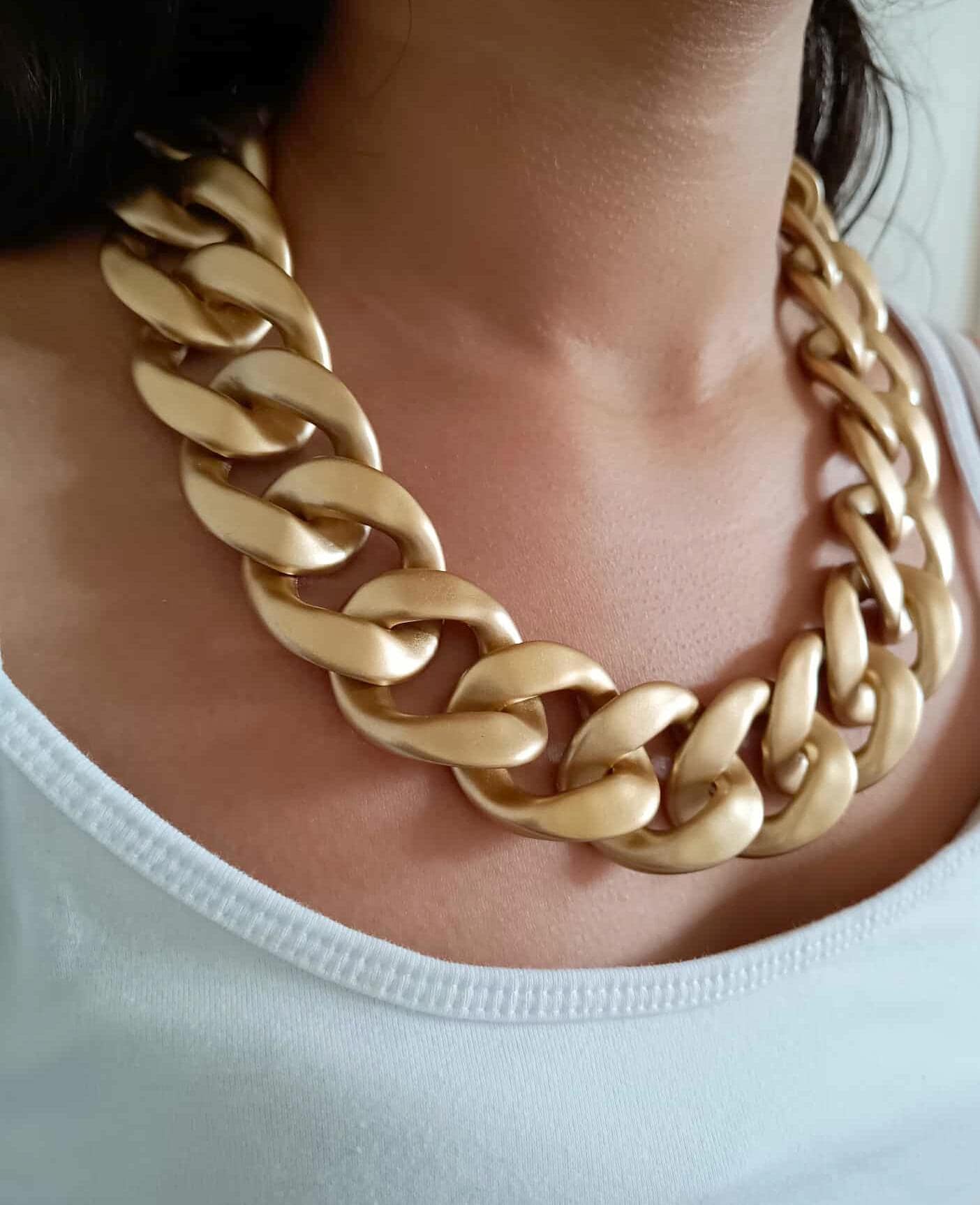 Gold/Silver Large Chunky Acrylic Chain Necklace, Thick Chain Statement Necklace, Oversized Link Chain Necklace, Bold Chain Choker Necklace