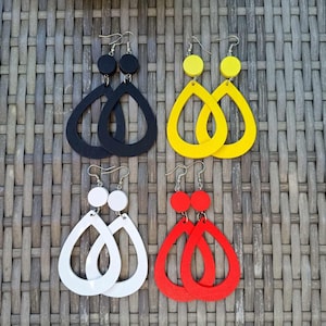 Large Oval Wooden Earrings, Teardrop Earrings, Lightweight Earrings, Laser Cut Pear Shape Earrings, Statement Earrings, Boho Hippie Earrings