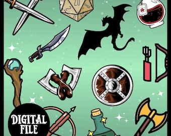Adventurer's Essentials Teal Seamless Druck: DnD (Digitaler Download)