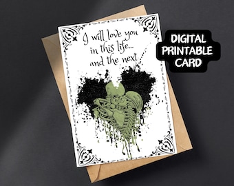 Gothic Anniversary Card: Skeleton Love - 5x7 Printable (PDF)