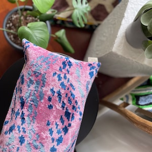Pink Blue Ethnic Colorful ikat Velvet Pillow,Sofa Pillow Covers12x20,Lumbar ikat Pillow,Velvet throw Pillow,ikat Fabric Pillows,ikat cushion