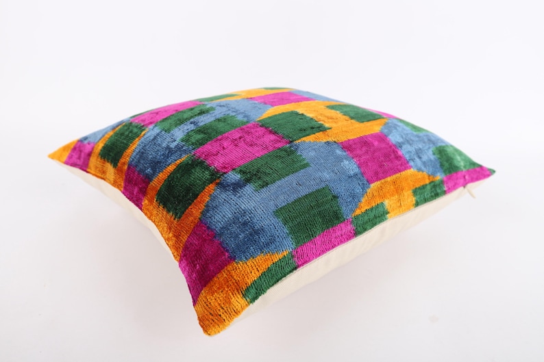 HeraStoree Silk Velvet Ikat Pillow Cover