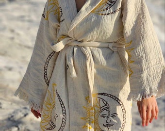 3-Layer Organic Muesli Robe — %100 Organic Turkish Cotton Luxury Bathrobe