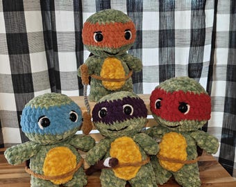 LARGE Handmade Crochet Turtle plushies, hand made warrior Turtles