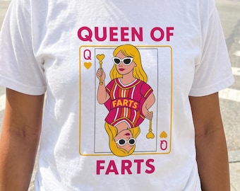 Queen of Farts shirt grappig vrouwen T-shirt sarcastische speelkaart grafische grap cadeau voor haar onbeleefde moeder verjaardagscadeau scheet grap T-shirt