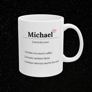 Gepersonaliseerde naamdefinitie koffiemok - grappige aangepaste koffiemok - 11oz mok gepersonaliseerd - koffiekop collega, cadeau voor hem/haar