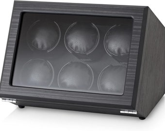 Watch Winder for 6 Automatic Watches with Motor-Stop Option and Battery Compartment