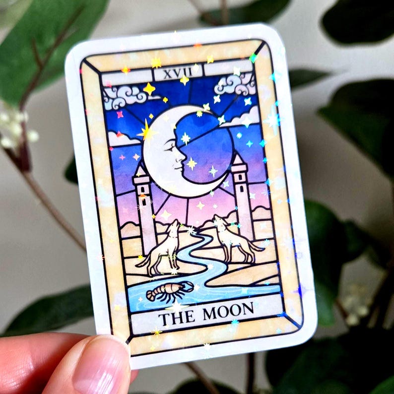 the-moon-tarot-stained-glass-style-vinyl-sticker-for-laptops-water
