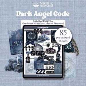 Collection de codes des anges noirs | 85 autocollants numériques pour GoodNotes | Autocollants de manifestation des nombres angéliques | Téléchargement instantané PNG