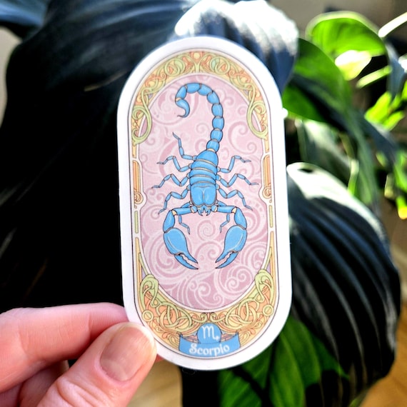 Scorpio Art Nouveau Astrology Vinyl Sticker - Laptop & Water Bottle Sticker - Zodiac Gift for Her or Him