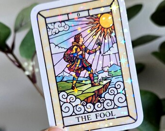 The Fool Tarot, Stained Glass Style Vinyl Sticker - for Laptops & Water Bottles - Tarot Card Inspired - Unique Gift Idea