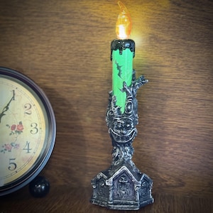 Vintage Green Candle Lantern: Gothic Halloween Witchy Decor