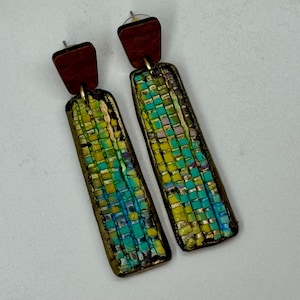 Mosaic style dangle earrings