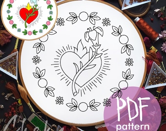 Chaste Heart of Saint Joseph pattern, Catholic Symbols, Embroidery Pattern PDF, Christian Hoop Art
