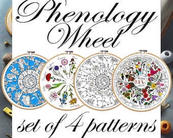 Phenology Wheel Hand Embroidery Patterns, Set of 4 (PDF Pattern)