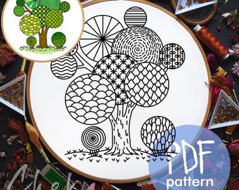 PDFステッチサンプラーパターン、初心者向け基本手刺繍ステッチ10種類