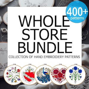 WHOLE Shop Bundle, Hand Embroidery Pattern Collection, Current and Future Designs PDF, Hand Embroidery Patterns, Super Pack, Lifetime Access