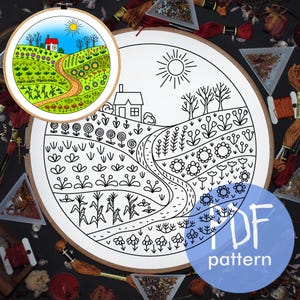 Harvest, Garden embroidery pattern. Watch My Garden Grow hand embroidery PDF pattern Gastronomic embroidery, hand embroidery pattern
