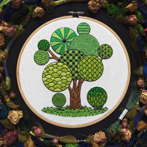 Beginner Embroidery Pattern, Tree Sampler Design (PDF Pattern)