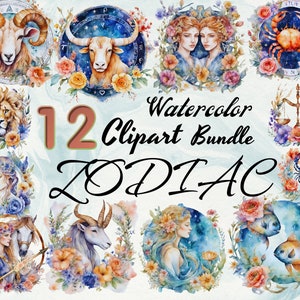 Horoscope,Astrological Elements,Zodiac Cliparts,Watercolor Zodıac Images,Digital Download,High Quality Printable Elements,Birthday Products