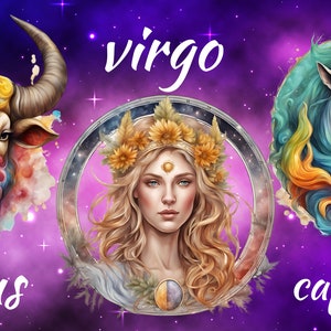 Astrologische Elemente Bundle, Sternzeichen, Alle Horoskope, digitaler Download, Aquarell, Clipart, PNG, SVG, PDF, hohe Qualität, Dekoration und Druck verwenden