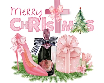 Pink Christmas Png,Merry Christmas Png,Christmas Clip Art,Printable Clip Art,Instant Download,Sweatshirt Printing,High Quality 300 DPI PNG,