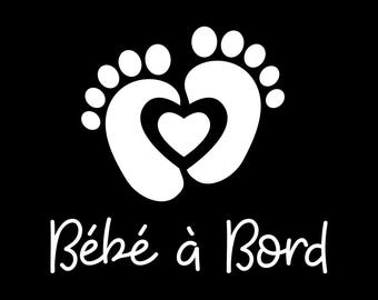 Baby on Board sticker, baby on board feet and heart sticker, car sticker, windshield sticker, car accessory, road safety