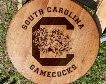 South Carolina Gamecocks Engraved Bourbon Barrel Top
