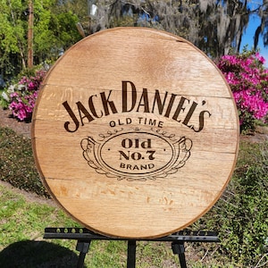 Jack Daniels Whisky Engraved Bourbon Barrel Top