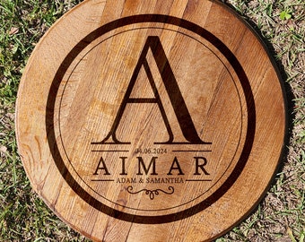 Cabeza de barril de bourbon grabada para libro de visitas de aniversario o boda