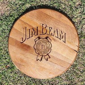 Jim Beam Whisky Engraved Bourbon Barrel Top