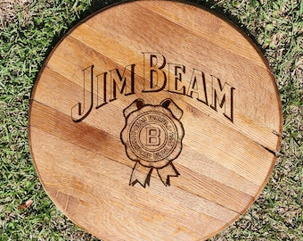Jim Beam Whisky Engraved Bourbon Barrel Top
