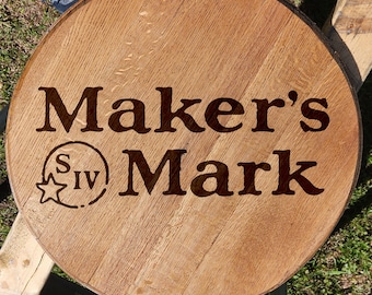 Maker's Mark Whisky Engraved Bourbon Barrel Top