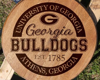 Georgia Bulldogs Engraved Bourbon Barrel Top