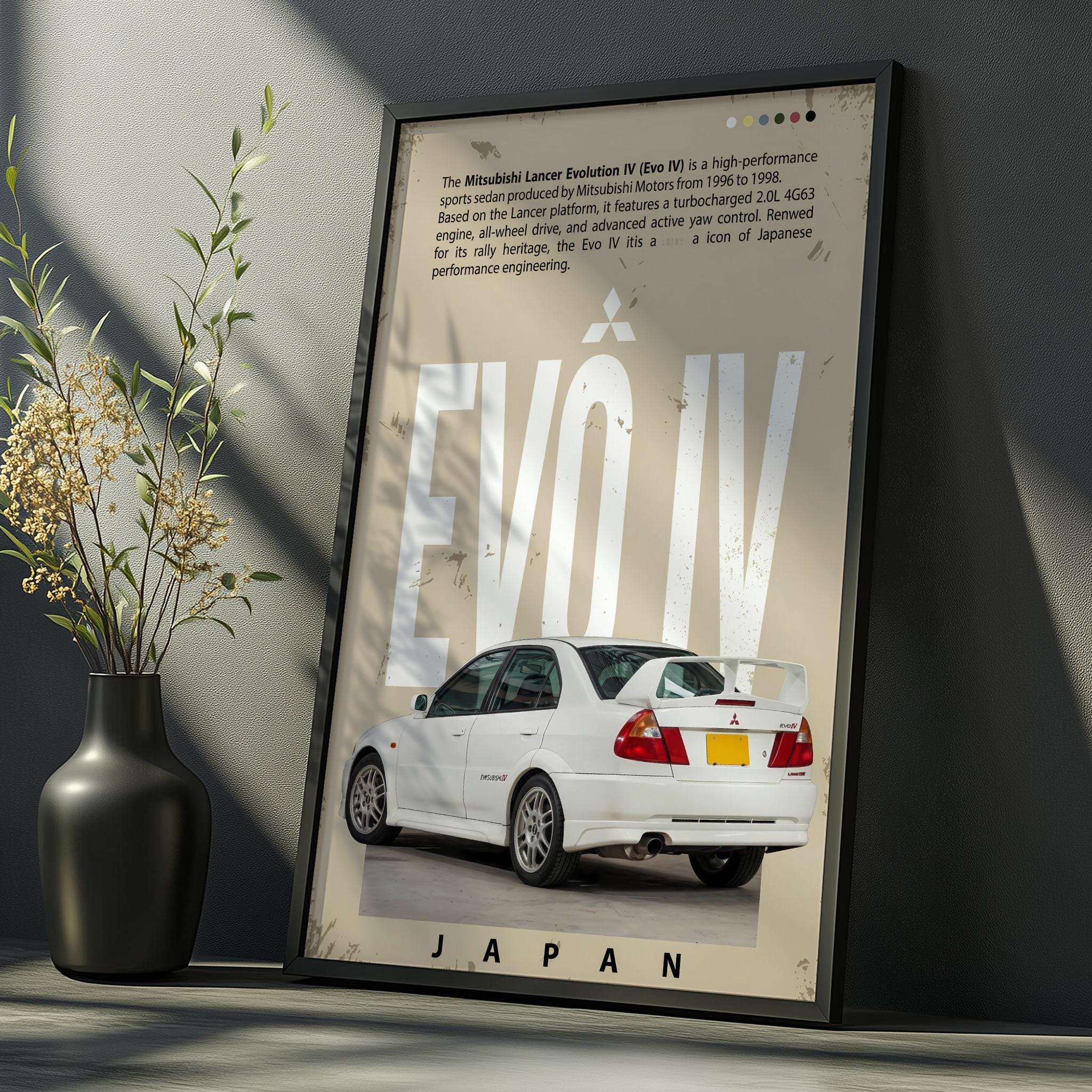 Lancer Rally Poster Mitsubishi Lancer Evo IV Posters, JDM Car Art, Japanese Car Posters ...