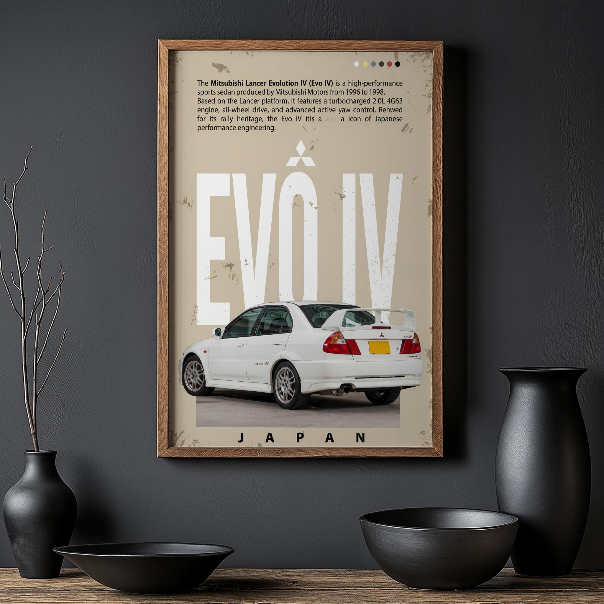 Lancer Rally Poster Mitsubishi Lancer Evo IV Posters, JDM Car Art, Japanese Car Posters ...