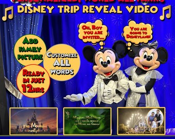 Vidéo personnalisée de révélation du voyage DisneyWorld DISNEYWORLD*** - Message Mickey et Minnie pour les enfants dans des mondes magiques - Faire-part de voyage