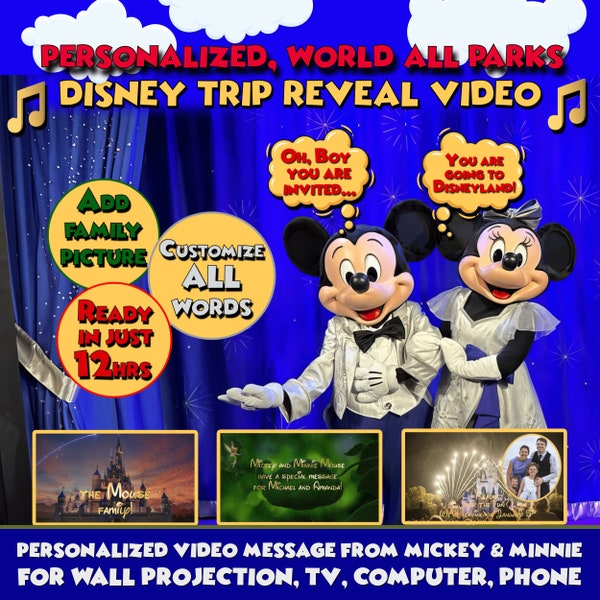 DISNEYWORLD*** Personalized DisneyWorld Trip Reveal Video - Mickey & Minnie Message for Kids to Magical Worlds - Trip Announcement