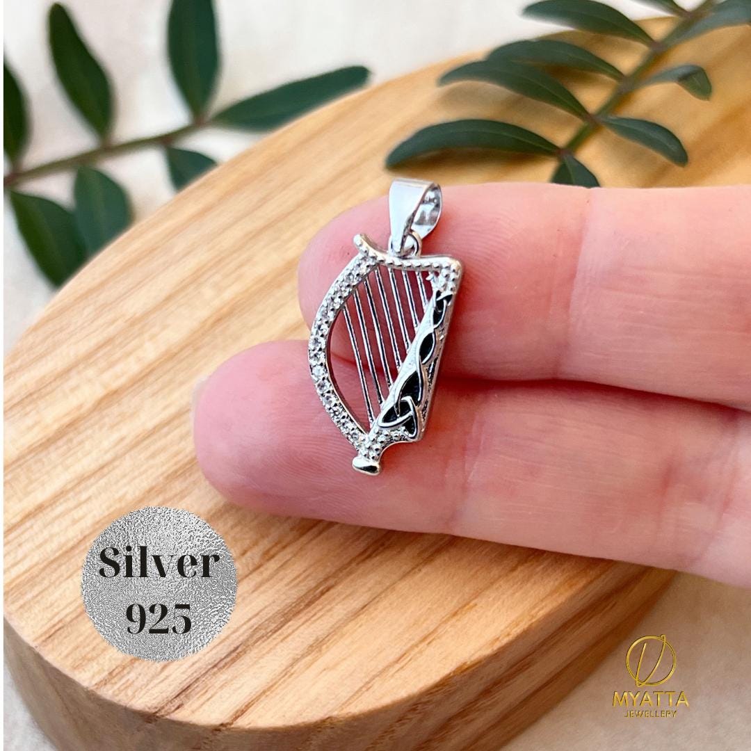 4 Harp Charms – Antique Silver Tone, MN66, Jewelry Making