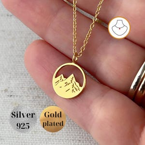 Gold plated Mountain Shaped Necklace, Dainty Mountain Charm Pendant, Nature Jewelry, Travel Lovers Gift, Minimalist Necklace, Gift for Her
