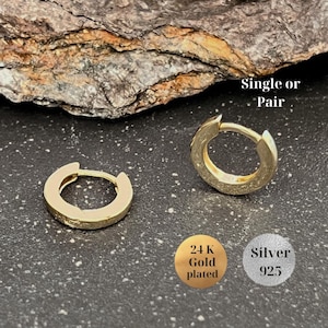 S925 Huggie-oorringen voor heren, dikke dikke brede hoepels, gewaagde minimalistische moderne brutale gouden hoepel, cadeau voor hem, echtgenoot, vriend, broer