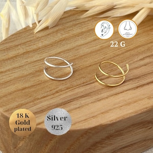 Silber 925 Doppel Spirale Nasen 8 mm Ring, 14k Gold Filled Faux Doppel Piercing, 22G Twist Nasenring, Spirale Creolen, Nostril Piercing