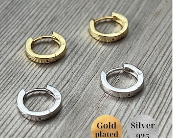 Minimalist Men's 925 Silver Hoop Earrings, Silver Jewelry for Men, Minimalist Mens Gold Huggie Hoops, Gift for Him, Boyfriend, Husband gifts